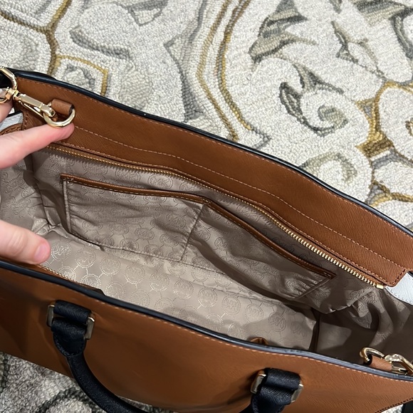 💕 Michael Kors brown black white leather large satchel bag gorgeous 💕 - Picture 14 of 16